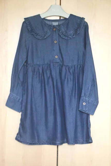 Next Girls Blue Broad Collar Denim Organic Tencel Dress Age 11 Years BNWT