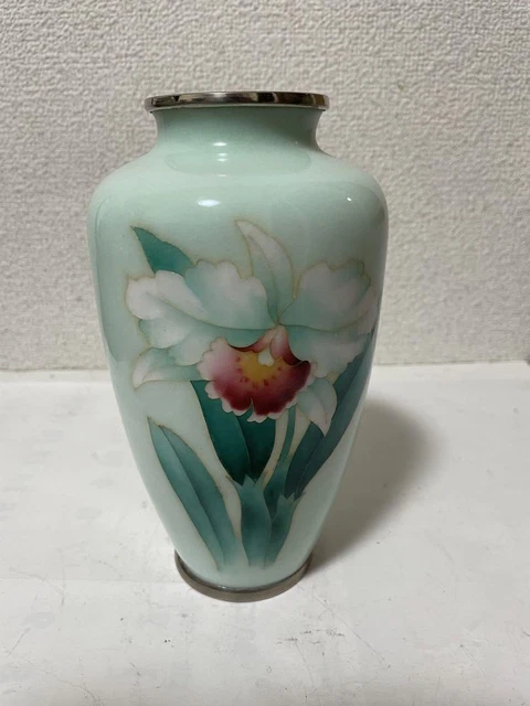 CLOISONNE Vase Flower Pattern 7 inch Japanese Figurine traditional art
