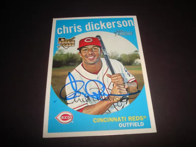 Chris Dickerson Reds 2008 Topps Heritage #667 RC Signed Authentic Autograph 920