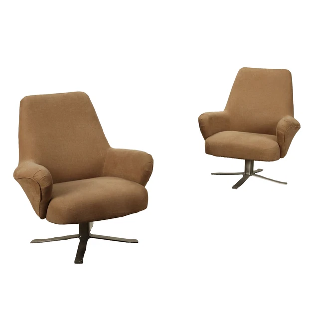 Poltrone Vintage "Patrizia" per Formanova Italia Anni 60-70 Metallo Tessuto