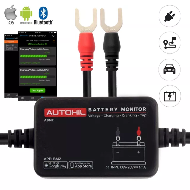 Autohil Bluetooth Battery Monitor & Tester Single Dual Multiple 12V Batteries