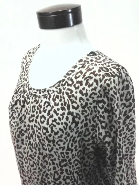 JCREW Tessa Leopard Blouse 100% Linen Beige Brown Animal Print Women's 12 Fits L