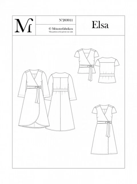 MONSTERFABRIKEN SEWING PATTERN Elsa Wrap Top & Dress Women 96-116 £23. ...