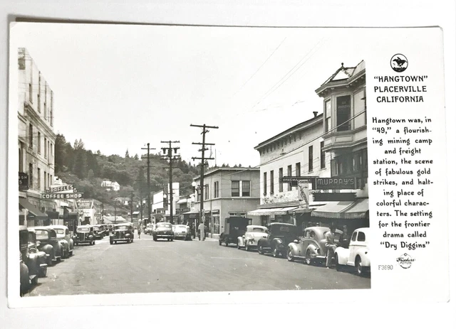 1940s Vtg Placerville CA Street Scene Hangtown Postcard RPPC Photo Frasher Fotos