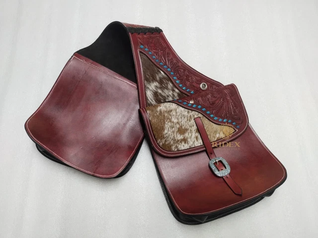 Sacoche De Selle Western En Cuir – Motif Floral – Fait Main – Inde (neuf)
