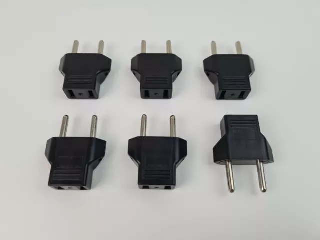 6 x USA Stecker Adapter USA auf Euro Stecker schwarz 6 x Reisestecker USA/EU