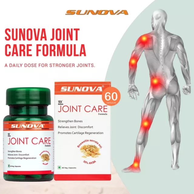 SUNOVA Joint Care 60 Capsules Joint Health Support Strength Bones & Relieving 3