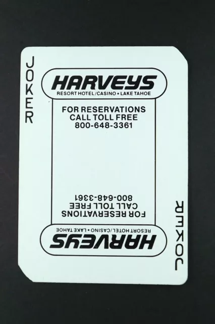 1 x Joker playing card Harveys Hotel Casino Lake Tahoe Nevada USA AB820a