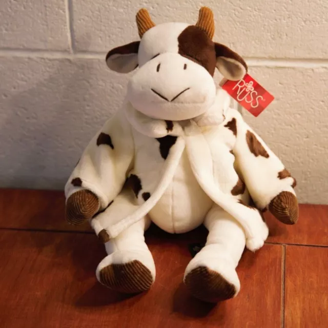 Russ Berrie Mooella Brown White Cow Spotted Coat 15" Plush Stuffed Animal NWT