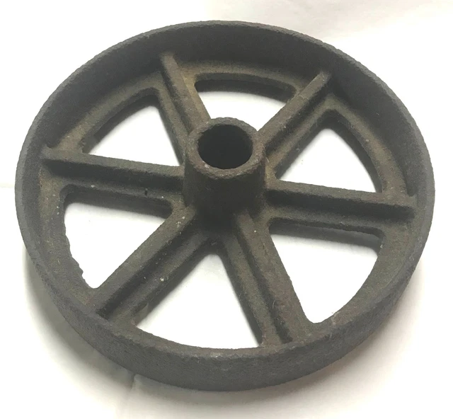 VTG ANTIQUE CAST IRON  WHEEL 8-3/4" x 2-3/4" x 1-1/8" Rusty STEAMPUNK