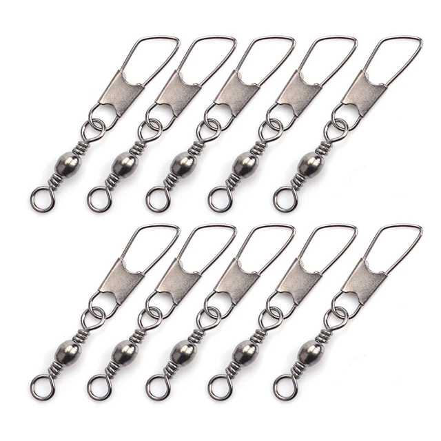 Luengo 100pc/sac Tonneau Roulement émerillon avec Interlock Snap Pêche