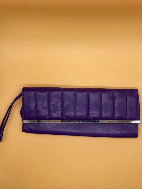 DOROTHY PERKINS PURPLE and Silver Quilted Small Clutch Bag with