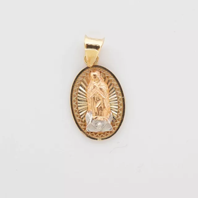 14k Multi-Tone Gold Religious Oval Pendant Estate Sale Find