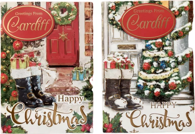 72 Christmas Cards "From Cardiff" 2 designs Wholesale Job Lot