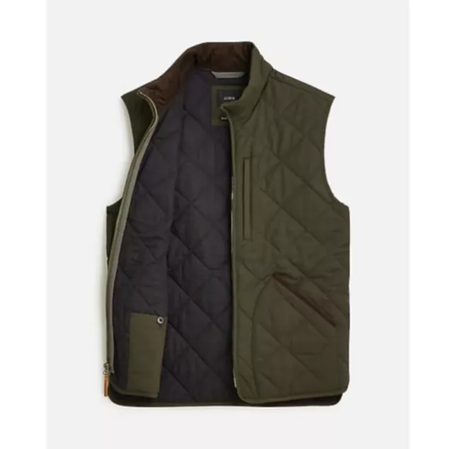 J. CREW SUSSEX Quilted Vest Olive Green Primaloft Zip Up Men's Size M ...