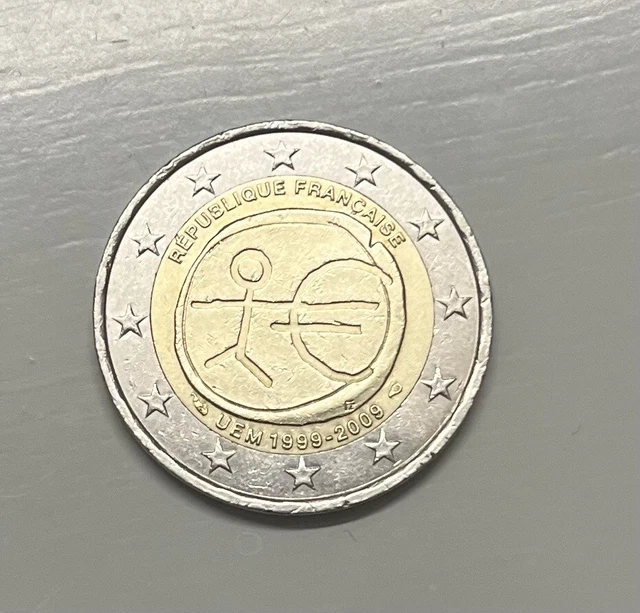 2 Euro Münze Strichmännchen Frankreich Wert 2 EURO MÜNZE mit Strichmännchen UEM 1999-2009 Republique Francaise