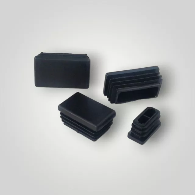 Rectangle Plastic End Caps Ribbed Plugs Blanking Inserts Rectangular Bungs/Black