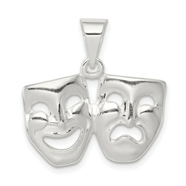 925 Sterling Silver Comedy Tragedy Necklace Pendant Charm Art Theater Dance 925 Sterling Silver Comedy Tragedy Necklace Pendant Charm Art Theater Dance
