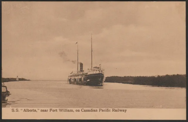 Vintage Sepia Post Card - Steamer - S.s. "Alberta" Near Fort William - Unposted