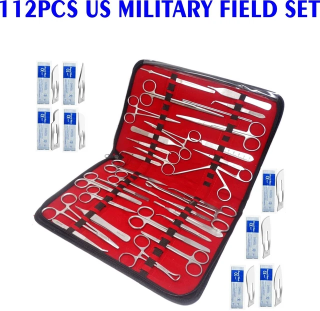 112 Pcs US Military Field Minor Surgery Kit Surgical Veterinary Instruments