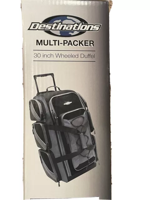 30 Inch Multi-Pocket Upright Rolling Duffel Bag 30″ Suitcase gray and black