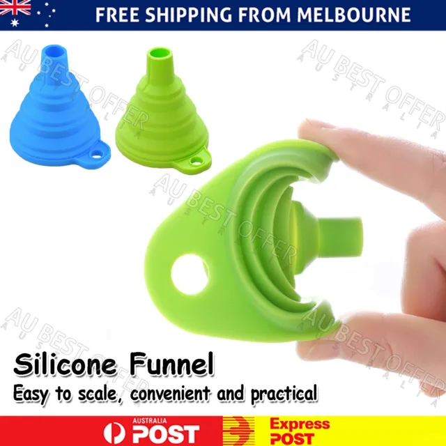 2x Silicone Foldable Style Water Liquid Funnel Hopper Gel Kitchen Set AU