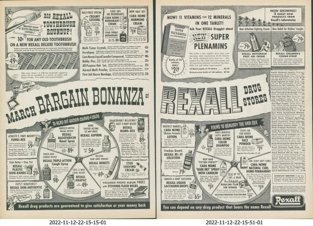 1955 Rexall Drug Store March Bargain Bonanza Toothbrush Roundup Vtg Print Ad FJ1