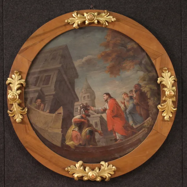Cuadro redondo oleo lienzo pintura Cristo curando al siervo del centurión 800