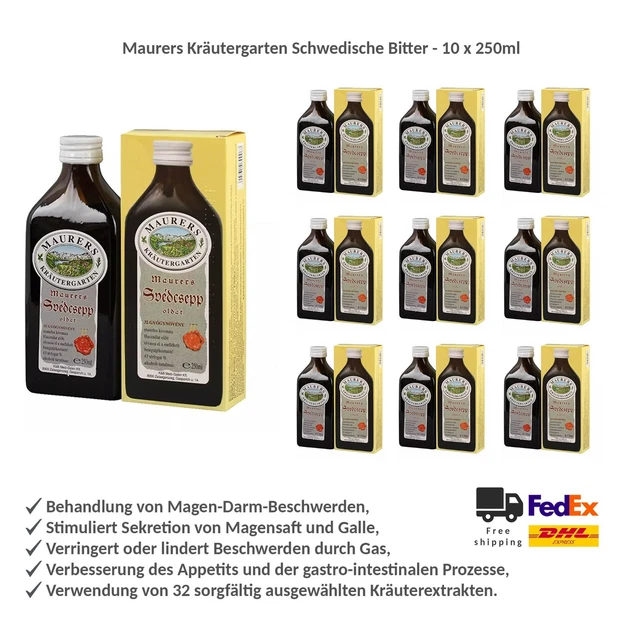 MAURERS KRÄUTERGARTEN SCHWEDISCHE Bitter mit 32 Kräuterextrakten 10 x