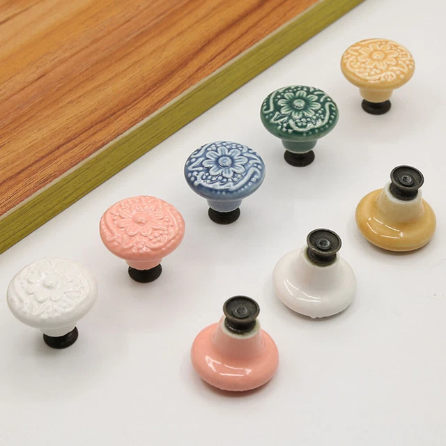 4 PCS Furniture Knob Ceramic Handle White Drawers Exterior Doors 10