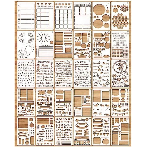 30 piezas Kit Mixto de Plantillas de Diario Planificador Plantillas Dibujo Pintura Plantilla Re