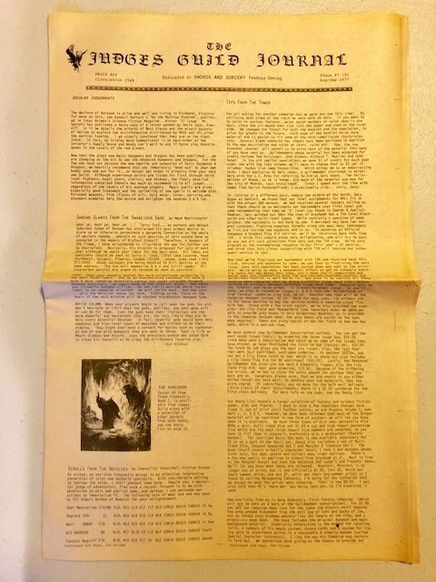 The Judges Guild Journal Issue #3 (#5) Installment N August Sept 1977 Newsletter