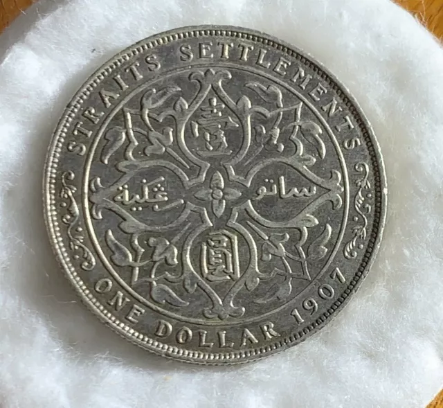 1907 Straits Settelments $1 Silver Coin Au