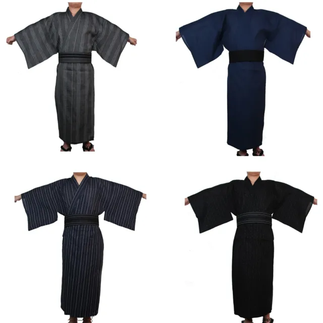 Japanese traditional samurai kimono men's yukata bathrobe robe cotton 2022