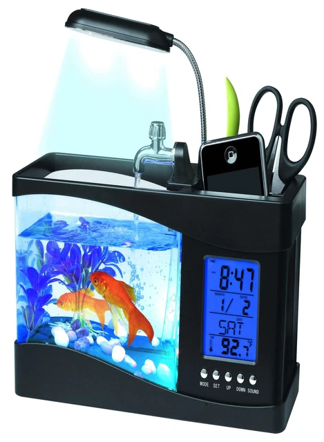 1.5L Mini Aquarium Fish Tank Aquarium Reassuring USB Aquarium with LED Lamp Ligh