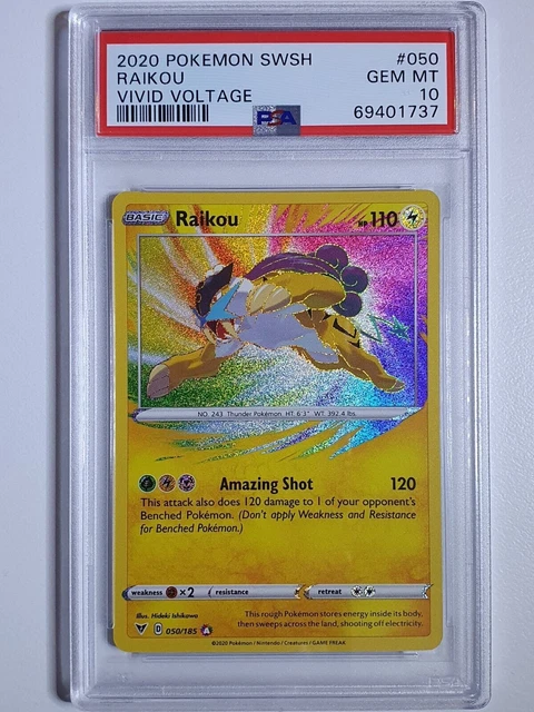 2020 Pokemon Raikou 050/185 AMAZING RARE Vivid Voltage - PSA 10