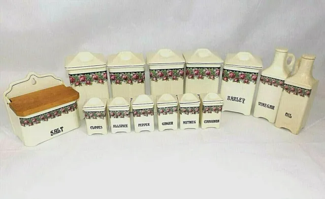 Vintage 27 piece Ditmar Urbach Czecholsovakia Porcelain spice and canister set