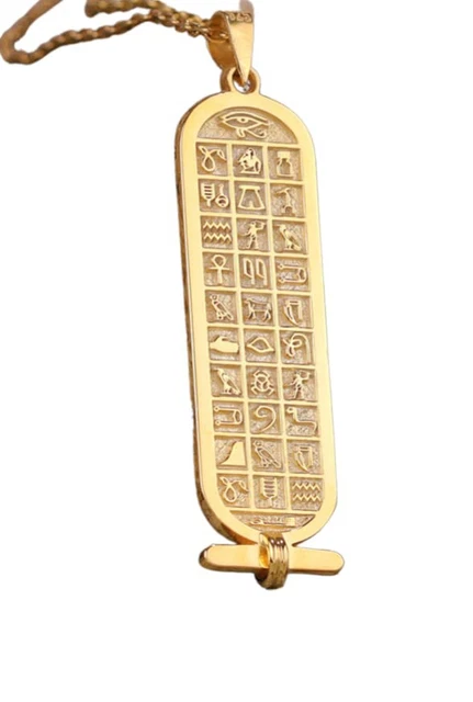 Two Sided Cartouche Personalized Name Necklace, Double sided 14k Gold Persona...