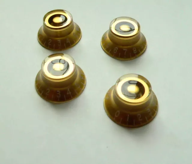 Gold Skirted/Top Hat Speed Knob for Les Paul guitar set of 4 knobs 6mm