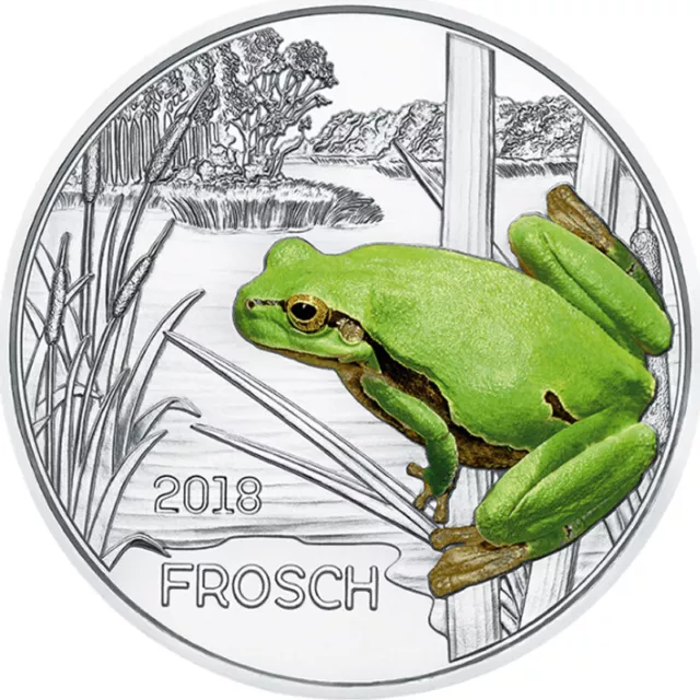 Österreich 3 Euro Gedenkmünze 2018 HGH Tier Taler Frosch lose in Kapsel