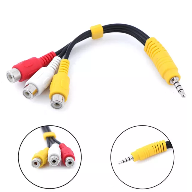 1Pc 3.5mm mini aux male stereo to 3 RCA female audio video AV adapter cableO YT