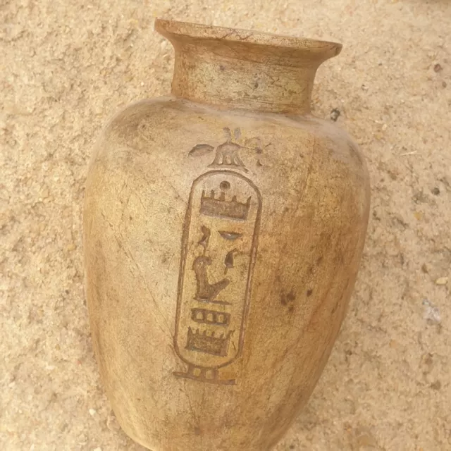 RARE ANTIQUE ANCIENT Egyptian Money Vase Magical Hiroglyphic Words