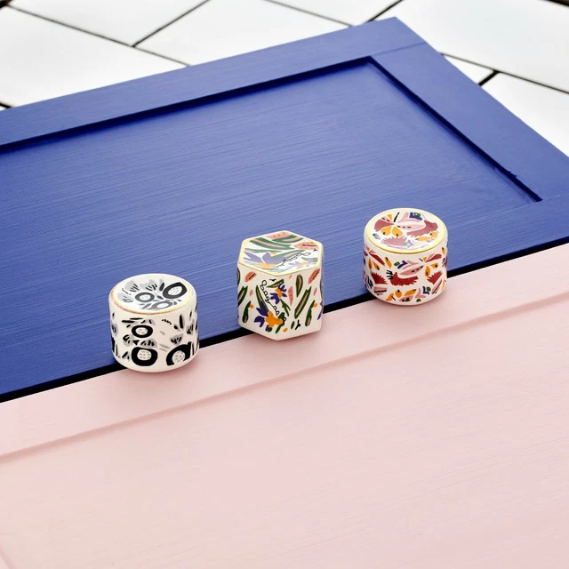 Colourful Hand Painted Cylinder Hexagonal Porcelain Ceramic Drawer Door Knobs