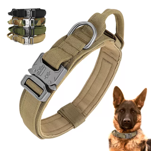 Collier Tactique pour chien Militaire en nylon Réglable avec poignée  M L XL