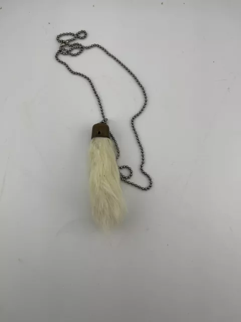 Lucky Charm Real Rabbits Foot Keychain Necklace  '70s USA Vintage Off White