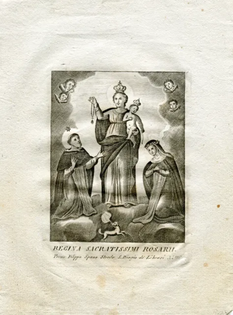 Antica Acquaforte Presso Filippo Spano' Regina Rosarii 13,5X18,5