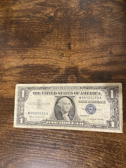 1957 Series B One Dollar Note Silver Certificate BLUE SEAL (W98320153A)