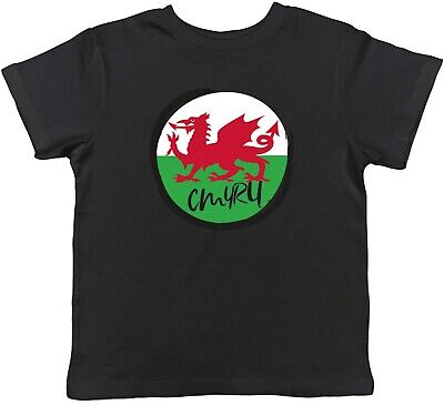 Kids T Shirt CMYRU Wales Football Welsh Dragon Childrens Boys Girls Gift
