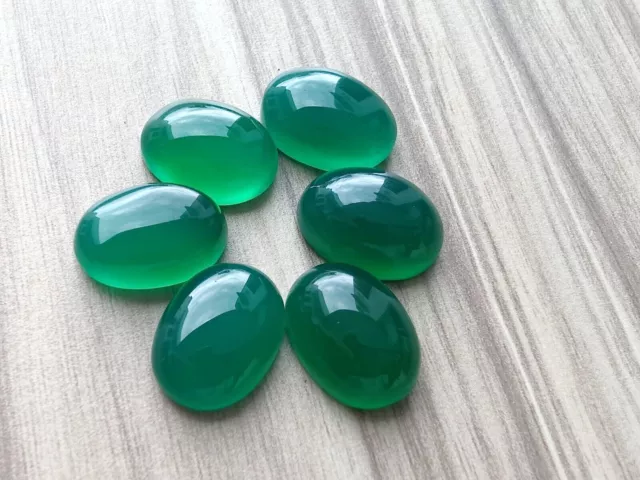 Green Onyx Natural Oval Shape Cabochon Gemstone Flat Back Calibrated Top Quality