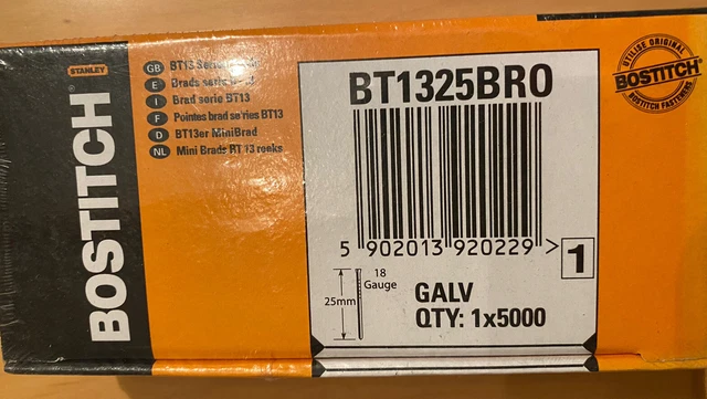 Bostitch - BT1325BRO BT13er MiniBrad Nagel 25mm Packung mit 5000 Stück